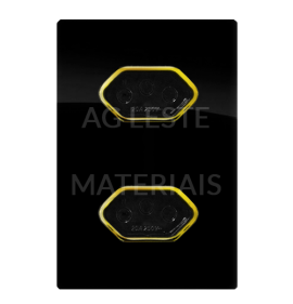 Conjunto Tomada Dupla 20A  4x2 - Novara Preto Brilhante Gold